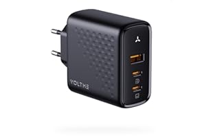VOLTME Caricatore USB C 100W GaN III per Laptop Caricatore Rapido Multiplo Nero, adattatore USB-C PD3.0 a 3 Porte (2USB-C&USB), Compatibile con MacBook Pro/Steam Deck/Samsung/Huawei/Dell, ecc