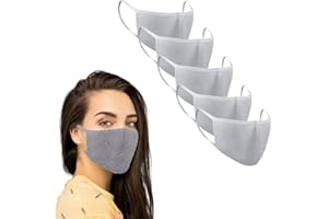 KUNSTIFY Stoffmaske farbig Mund-Nasen-Schutz Behelfsmasken 5 Stück waschbar wiederverwendbar schwarz Baumwolle Damen Herren Tröpchen Schutz Staub resistent gegen Speichel, zum Bügeln Staubschutzmaske