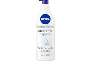 NIVEA Crema Corpo Idratante Express 500 ml, Crema idratante corpo 72h arricchita con Acido Ialuronico Puro, Minerali Marini e Siero Nutrimento Intenso, Crema corpo idratante pelle secca o normale