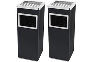 LANTUS Cendrier amovible sur pied en acier inoxydable, Poubelle en acier inoxydablePour usage commercial, extérieur, intérieur et extérieur24*24 * 60 cm 35L-noir (2PC)
