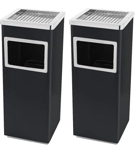 SYNCMH Edelstahl Mülleimer 15L - Abfalleimer Mit Aschenbecher-Funktion Für Innen & Außen