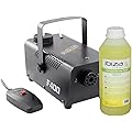 Machine à fumée + Liquide à Fumée - Puissance 400 Watt, Très bon Débit - Temps de chauffe rapide - Réservoir 0,3 Litres - Facile à transporter, idéale pour DJ (1 MACHINE + 1L)