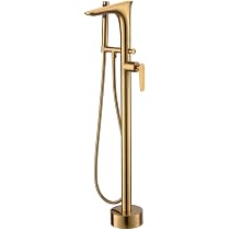 WRKMH Freistehender Badewannenhahn In Schwarz & Gebürstetem Gold – Moderner Look Für Dein Badezimmer