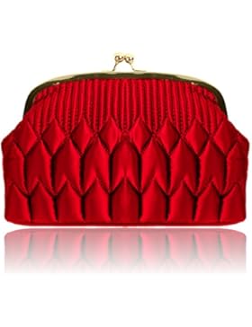 Lovely Lauri Satin Abendtasche Schultertasche Clutch Schnappverschluss Stepp