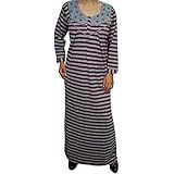 Indiatrendzs Women's Nightgowns Fleece Hosiery Striped Printed Winter Maxi Nighty 42"