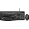 Promate Wired Keyboard and Mouse Combo, Ergonomic Slim Full-Size Quiet Keyboard, 2400 DPI Ambidextrous Mouse, Spill-Resistance, Media Keys, Plug and Play for iMac, MacBook Pro, Dell, Combo-CM4 - EN/AR