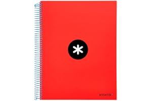 Cahier Spirale Liderpapel Série Antartik A4 210X297Mm 120F 100G/M2 Quadrillage 5Mm 4 Trous Coil-Lock Rouge