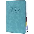 Azonee Daily Planner,A5 Daily Journal Notebook Soft Leather Cover Calendar Diary Book with Tabs for 365 Days Plan Appointment Book Schedule Business Agenda Scrapbook (Blue)