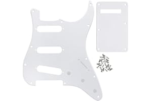 FLEOR Set de guitare électrique Pickguard de style SSS avec vis de montage de plaque arrière pour partie de guitare ST USA/MEX, 1 pli blanc