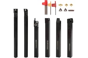 Porte-Outil De Tournage, Weytoll 6 pièces Tournage en Carbure 10 mm Multifonctionnel Support Alésoir avec Inserts De Carbure, pour Outil de Tour