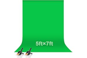 EMART 1,5x2m Greenscreen Grüner Hintergrund Polyester Grüne Chromakey Green Screen Faltbar mit 2 Federzwingen für Fotografie, Zoom, Interviews, Live-Stream