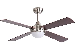 Ovlaim 122cm Ventilatore da soffitto marrone con luci e telecomando, motore reversibile silenzioso, temperature LED tricolori, 4 pale Ventilatore da soffitto moderno per interni