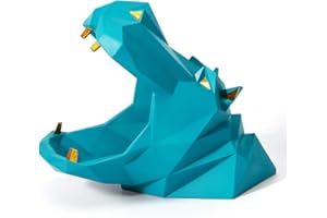 HAUCOZE Amoy-Art Plato de Caramelos Dulces Tarro de Galletas Hippo Figura Decorativa Modern Escultura Arte Animal Regalo Interior Estatua Resina Azul 20cm