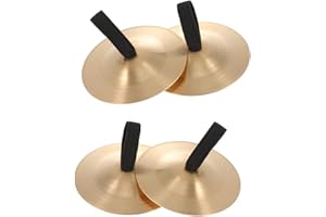 Taicols 2 Paar Finger Becken Messing, Fingerzimbeln Mini Brass mit elastischen Band, Bauchtanz Finger Cymbal, Kupfer Finger Musikinstrument Rhythm Maker, für Tänzer Ball Party, Kinder, Erwachsene