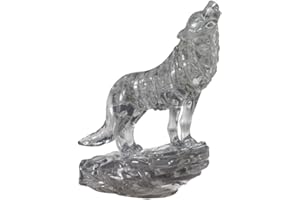HCM VERLAG Crystal Puzzle | 3D Wolf Schwarz | Transparentes Design | 37 Teile | Bausatz für Kinder und Erwachsene | HCM Kinzel