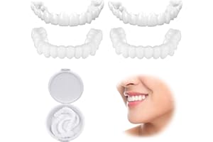 HAINUE 4 Piezas Dentaduras Postizas Instantáneas, Dientes Postizos Temporales, Dentadura Postiza, Carillas Dentales Ajustables Para Cubrir Dientes, Carillas Dentales Dientes Postizos Temporales