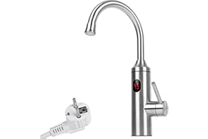 Elektrisch Wasserhahn mit Durchlauferhitzer 230V,CEIEVER Elektrische Heizung Wasserhahn LCD Temperaturanzeige 360°Misch Drehung KüChenarmatur Armatur mit Sofortiger Warmwasserbereiter für Küche