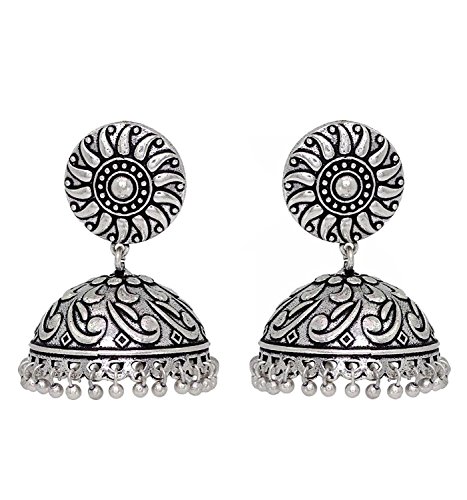 Royal Bling Oxidized Silver Trendy Jhumka/Jhumki Jewellery Earrings for Girls & Women