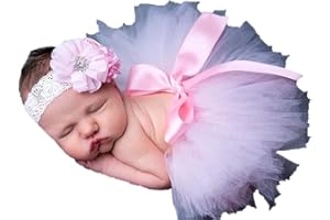 MATISSA Baby Mädchen Tutu Rock und Stirnband Set Baby Fotografie Prop Baby Rosa Kleid Kostüm