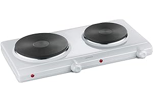 ‎SEVERIN SEVERIN Doppel Kochplatte für Küche, Büro oder Camping, kleine Herdplatte mit stufenloser Temperatureinstellung, Campingkocher für zwei Töpfe, weiß, 2.500 W, DK 1042