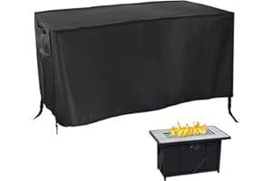 Rilime Patio Fire Pit Cover Rectangle 113 x 83 x 58 cm Suitable for Fire Table, Garden Outdoor Waterproof Windproof Anti-UV High Performance Gas Fire Table Cover