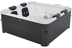 Vente-unique Spa Semi-Rigide 6 Places Gris Anthracite avec LED et Accessoires -128 Jets - L160 x l160 x H65 cm - NAPUKA de MSPA