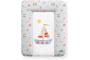 Kikido Cambiador Bebe 50x70 - Barco - Cambiador Bebe Impermeable, Suave, Fácil de Limpiar y Portátil - Colchoneta Cambiador para Cómodas, Mesas y Viajes - Medida Universal 50x70