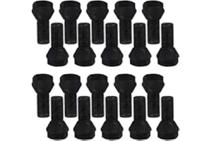 TRACER 20 tornillos de rueda, perno cónico, negro, M14 x 1,5, 25 mm (cabeza corta)