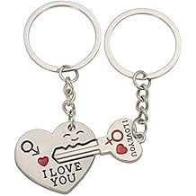 Haoduo llavero de corazón y una llave de corazón Anillo llavero Set de amantes de pareja, dulce regalo para San Valentín Boda de Navidad, llavero de aleación de zinc