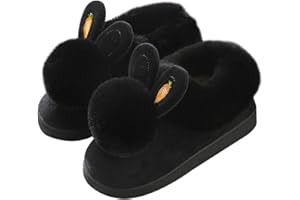 ANBI Girls Winter Slippers Ladies Cute Bunny Plush Slippers Women Rabbit Warm Ankle House Shoes