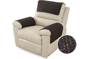 FANSU Armchair Covers for Arms Headrest Cover for Armchair Waterproof Slipcover with Side Pocket Nonslip & Washable & Abrasion Furniture Protector for Cat Dog Pets (1 Seater,Black)