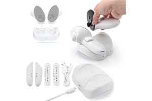 AZURAOKEY Ladestation für Meta Quest 3, VR Accessories Ladestation für Oculus Quest 3 mit 2 wiederaufladbaren Batterien, 50 W Adapter, Quest 3 Dock mit Typ-C-Kabel