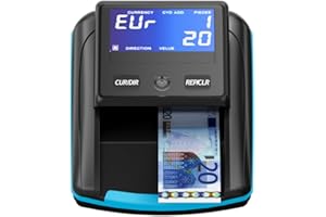 STANEW Détecteur de faux billets Euro avec batterie rechargeable, Détecteur automatique de faux billets, Pour plusieurs devises,Bleu