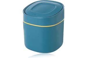 ACONDE Papelera de Mesa, Papelera Oficina Pequeña, Portátil Papelera con Tapa, para Baño, Cocina, Bar, 4 L, Azul