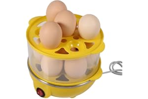 LAZMIN112 Egg Cooker,350W Double-Layer Electric Egg Maker Multi-functional Eggs Boiler Steamer with 14 Eggs Capacity(Yellow)