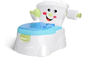 KIDOOLA Potty Training Toilet Seat | Toilet Potty Seat with Splash Guard, Fun Way to Improve Your Child's Development | Portable, Easy to Carry as Travel Potty for Kids 6 Months to 5 Years (Blue)