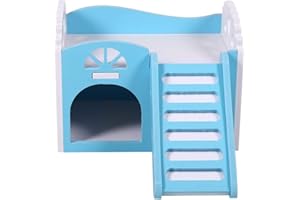 ZERODIS Castello Addormentato per criceti per Animali Domestici, Piccolo Nido per Topi per Topi da Compagnia 2 Strati con Scale Che Giocano Giocattolo(Blu)