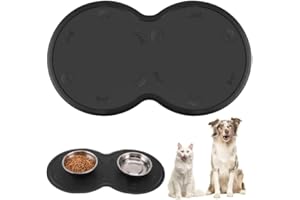 IKIMI Radsocken Dog & Cat BowlMat & Non-Slip Waterproof Silicone Feeding Mat for Pets, Keeps Floors Clean (Black)
