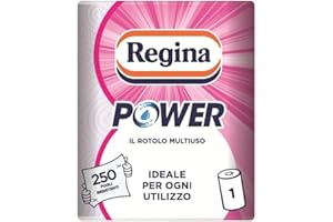 Regina Power Carta Multiuso, 1 Rotolo da 250 Fogli a 2 Veli, Ottimo per la Pulizia di ogni Superficie, Confezione riciclabile, Carta 100% certificata FSC