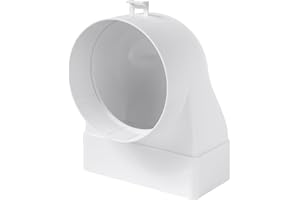 Vent Systems 120 x 60mm Rectangular 90° Angle Duct Connector - Transition to Pipe with Ø100mm - Air Inlet, Outlet Coupling for HVAC Systems - Ventilation Connection for Heating, Cooling