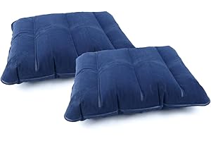Hyfive Camping Pillows Travel Pillows 2 Pack - Inflatable for Sleeping-Compressible Compact- Portable Ergonomic Pillow for Neck & Lumbar Support Portable Inflatable Soft Blue Air Cushion Pillow
