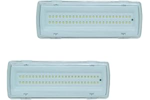 FLM SYSTEM 2X Lampada Di Emergenza Con 50 Led Completa Di Incasso E Batteria Luce Bianca 4W