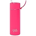 frank green Reusable Water Bottle with Straw lid, Ceramic Insulated Water Bottles with Triple Wall Vacuum, Stainless Steel Drinks Bottle for Work/Gym, Leak-Resistant - Neon Pink 20oz/595ml