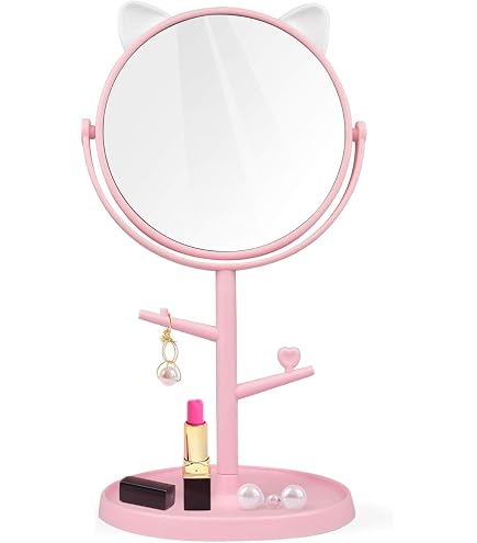 Miroir Sur Pied Enfant Bois - Petit Miroir Maquillage Bureau Forme Ours 13x9.5x21cm