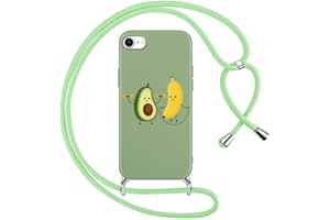 Foonary Handykette Hülle mit Band für Apple iPhone 8/7/SE 2020/SE 2022 4,7" Handyhülle, Aesthetic Kette Necklace Case mit Kordel zum Umhängen Silikon Schutzhülle Cover Schnur für iPhone 8, Avocado