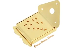 RITOEASYSPORTS Mandolin Metal Bridge Mandolin Tailpiece Replacement for 8/10/12 Loop-End String Mandolin(QB11 Golden with Pattern) Musical Instrument Accessories