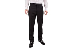 Dobell Mens Black Tuxedo Trousers Regular Fit Satin Side Stripe