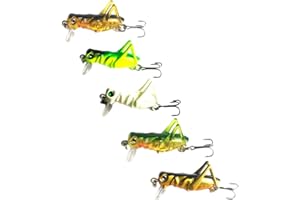 Happyyami Leurres De Pêche Sauterelle 5 Pièces avec Hameçons Métalliques Solides Leurres Artificiels Flottants Colorés pour Pêche en Eau Douce Sportive