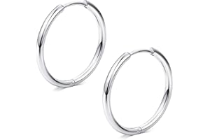 Funseedrr Pendientes con Bisagra de Acero Inoxidable Anillos Segmento Aros Huggie Piercing Oreja Joyas