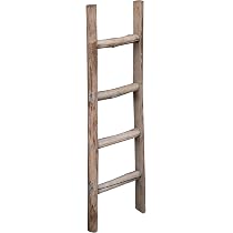Scaletta Portasciugamani In Legno 180x8x44 Cm – Design Rustico Shabby Chic, Per Bagno, Soggiorno E Camera Da Letto